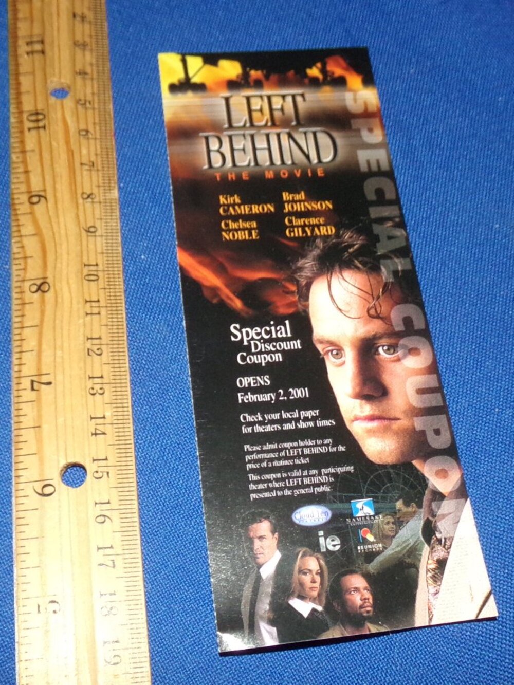 Vintage Left Behind: The Movie Advertising Coupon Bookmark - Kirk Cameron - 2001